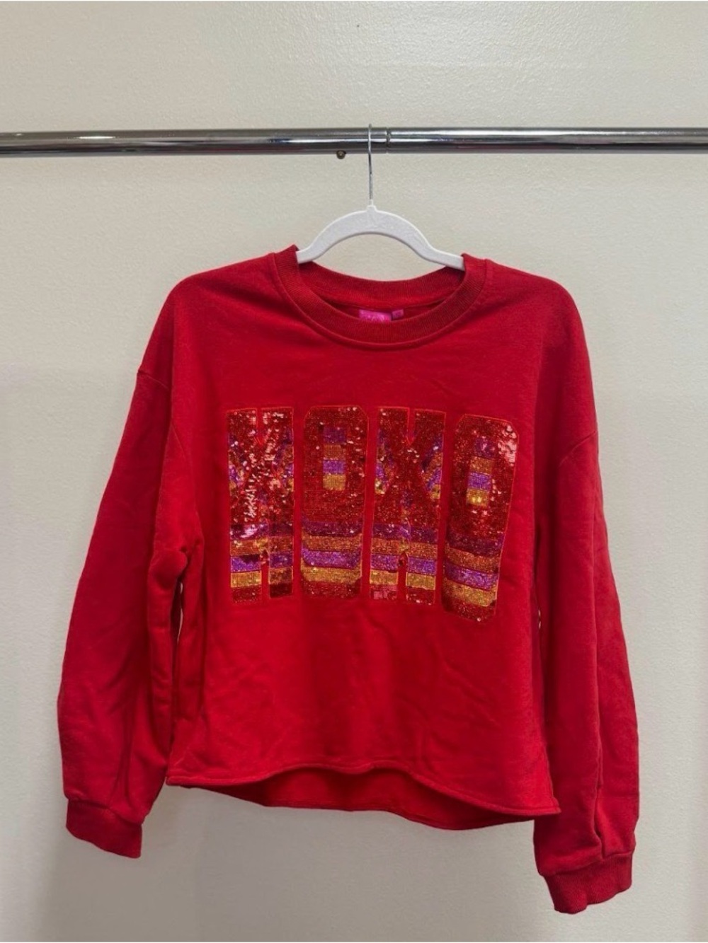 QUEEN OF SPARKLES Red Sequin Panel Sweatshirt